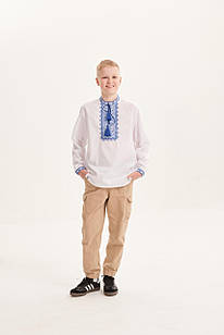 Підліткова вишиванка для хлопчика "Лука", вишита біла сорочка в українському стилі