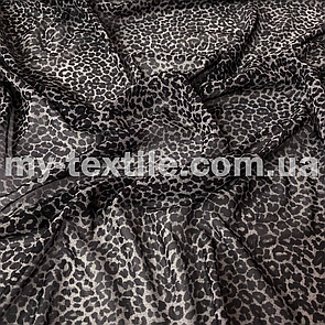 Сітка стрейчева принт леопард сіро-чорний