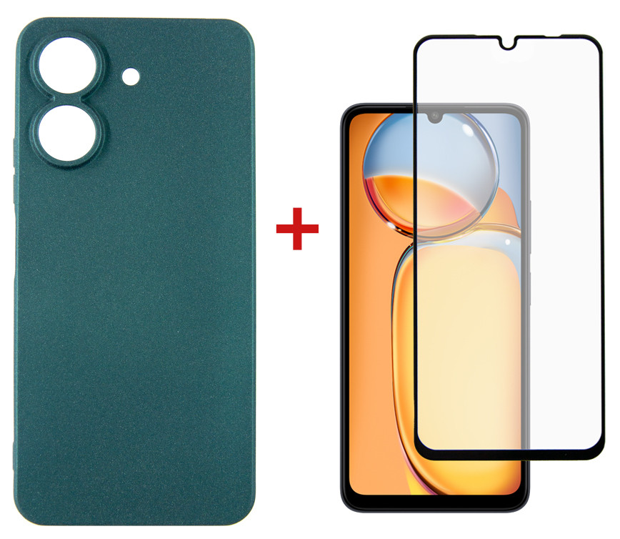 Чохол-накладка Dengos для Xiaomi Redmi 13C Green (DG-KM-54) + захисне скло, фото 1