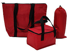 Набір термосумок 3 шт Термосумка Пляжна Термосумка під пляшку 2л Термосумка ЛанчБег 5,5л Червоний