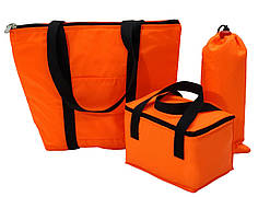 Набір термосумок 3 шт Термосумка Пляжна Термосумка під пляшку 2л Термосумка ЛанчБег 5,5л Помаранчева