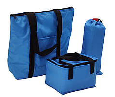 Набір термосумок 3 шт Термосумка Пляжна Термосумка під пляшку 2л Термосумка ЛанчБег 5,5л Синя