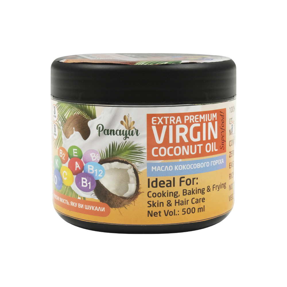 МАСЛО КОКОСОВЕ НАТУРАЛЬНЕ 500МЛ, VIRGIN COCONUT OIL 500ML PANAYUR