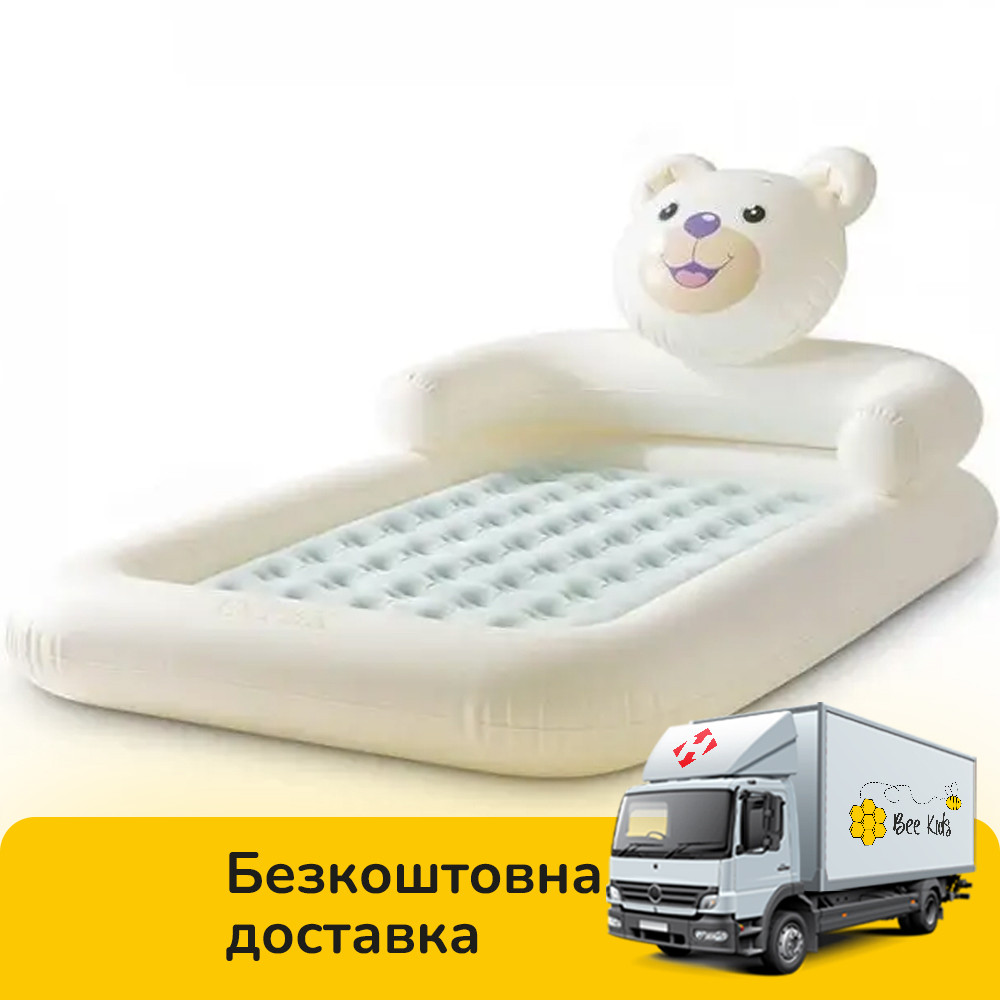 Надувне ліжко дитяче одномісне Ведмедик (114-178-71 см, насос) Intex 66814, фото 1