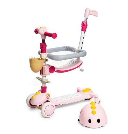 Дитячий самокат-біговел Maraton 3 in 1 K2 + helmet із шоломом і кошиком, додаткові колеса, фото 1