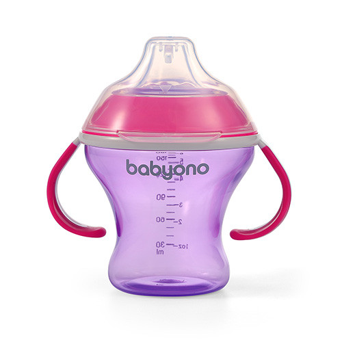 Поїлка непроливайка з м'яким носиком 180мл (3+) Рожевий Natural nursing BabyOno, фото 1