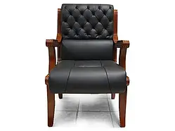 Крісло конференційне Сорренто (преміум) горіх шкіра чорне