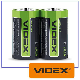Батарейка лужна Videx LR20 D (пачка 2 шт.) SHRINK