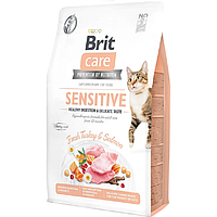 Корм для котів Cat GF Sensitive для вибагливих з індичкою і лососем 400 г Brit Care