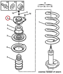 Опора переднього амортизатора права Fiat Ducato 250, Peugeot Boxer 3, Citroen Jumper 3 (2006-2014), 1345896080, GP, Італія