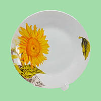 Тарелка мелкая десертная керамическая цветная с рисунком закусочная Подсолнух в уп 12 шт D 20 cm VarioMarket