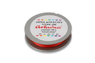 Нитка бісерна TYTAN 100, червона, 100 м