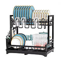 Двоярусна сушарка для посуду BT063 із нержавіючої сталі Black
