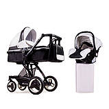 Коляска трансформер 3 в 1 Ninos Bono BLACK/WHITE ЭКО на чорній рамі (NB3V12020BBW), фото 2