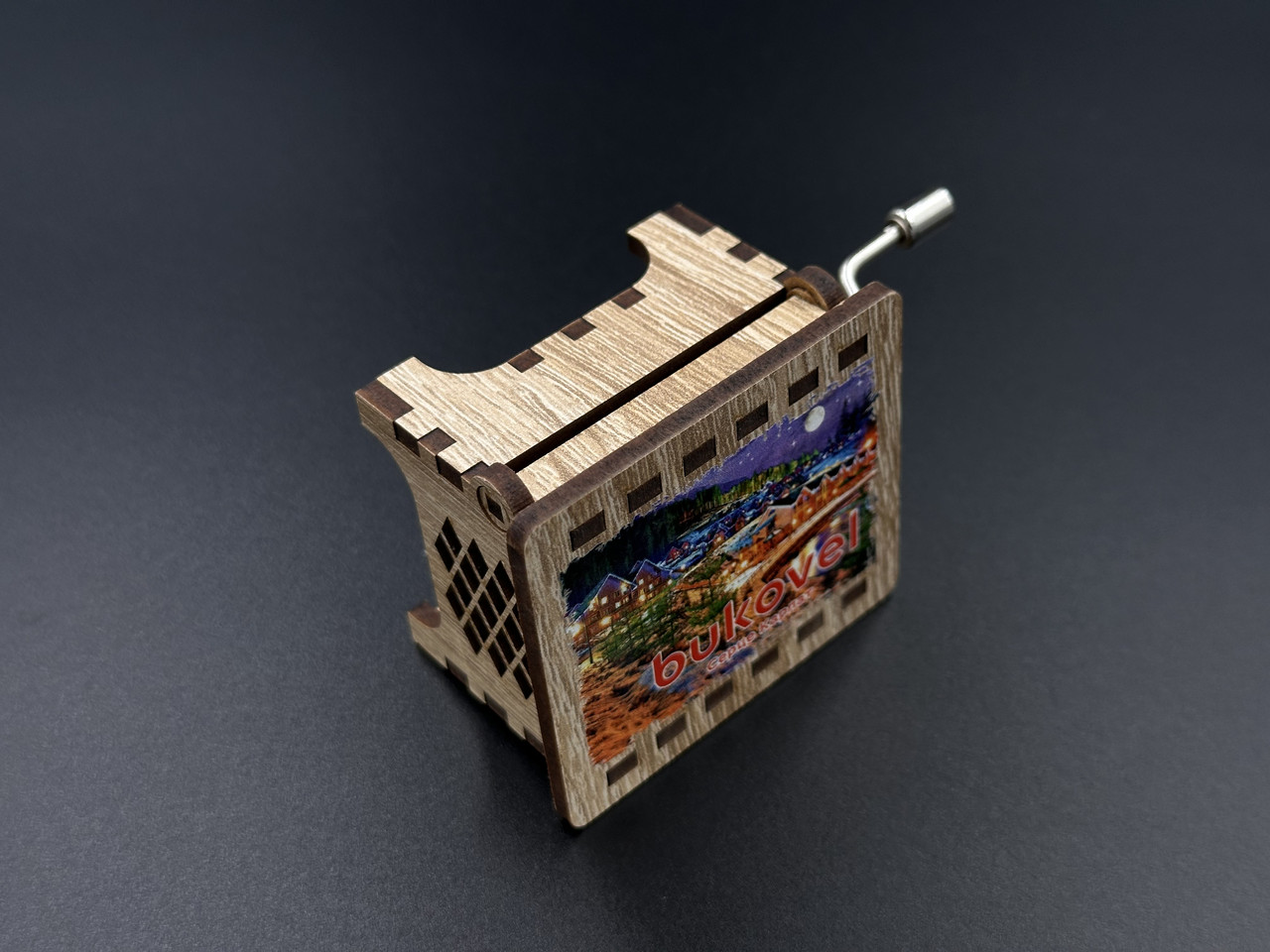 Дитяча шарманка шкатулка музична із заводним механізмом маленька bukovel Серце Карпат 6х5см, фото 1