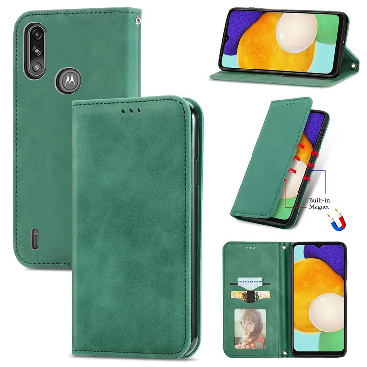 Чохол-книжка Skin Feel Leather Wallet для Motorola E7 Power / E7i Power Green