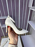 Туфлі човника жіночі бежеві на стійкому підборі натуральна шкіра, фото 7