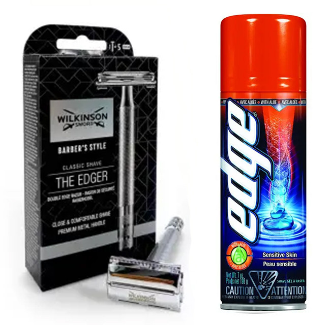 Класична бритва + 5 лез Wilkinson Sword Barber's Style + Гель для гоління Wilkinson Sword EDGE
