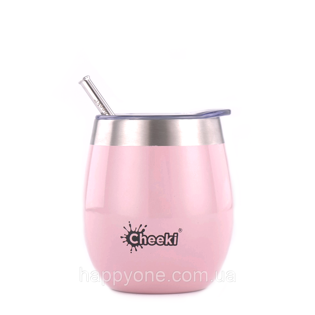 Термостакан для напоїв із сталевою трубочкою Cheeki Wine Tumbler Pink Champagne (220 мл)