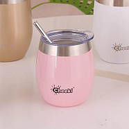 Термостакан для напоїв із сталевою трубочкою Cheeki Wine Tumbler Pink Champagne (220 мл), фото 3