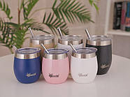 Термостакан для напоїв із сталевою трубочкою Cheeki Wine Tumbler Pink Champagne (220 мл), фото 7