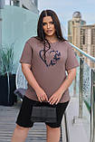 Стильна жіноча футболка з принтом серце на літо, короткий рукав, Casual, кулір | Норма та батал, фото 5