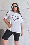 📌 Жіноча футболка стильна, високої якості, з малюнком "Серце" на грудях, кулір бавовна, на літо | Батал, фото 9