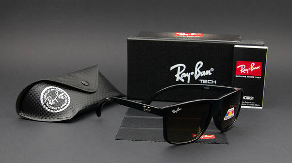 Сонцезахисні окуляри RAY BAN Wayfarer поляризаційні антивідблискові UV400 (арт. P7002) чорна оправа/ коричнева лінза, фото 6