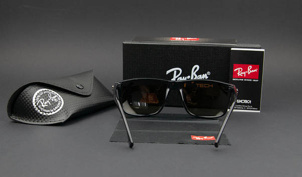 Сонцезахисні окуляри RAY BAN Wayfarer поляризаційні антивідблискові UV400 (арт. P7002) чорна оправа/ коричнева лінза, фото 3