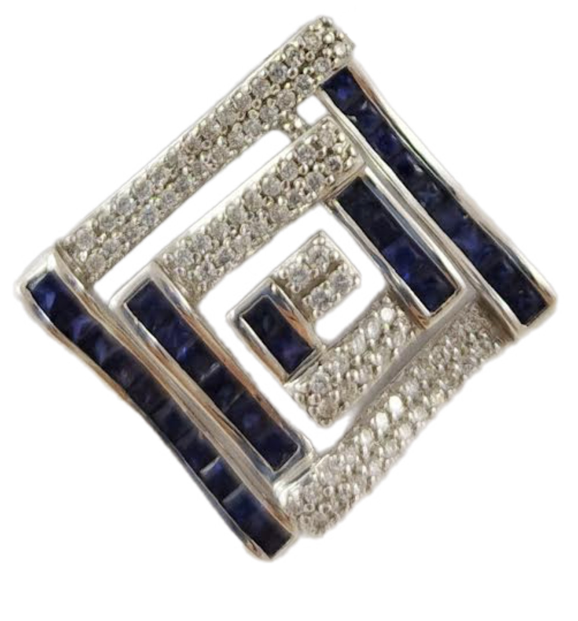 Підвіска в білому золоті 750 проби з діамантами та сапфірами KP2155S-003, фото 1