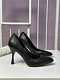 Туфлі жіночі чорні на підборах класичні натуральна шкіра, фото 8
