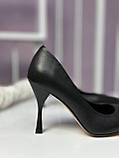 Туфлі жіночі чорні на підборах класичні натуральна шкіра, фото 5