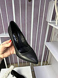 Туфлі жіночі чорні на підборах класичні натуральна шкіра, фото 7