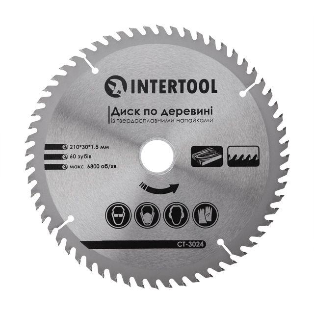 Диск пильний по дереву з твердосплавними напайками INTERTOOL CT-3024