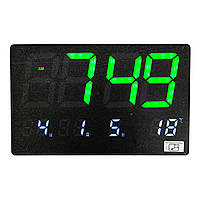Настінний електронний годинник з градусником і календарем 3308 Чорний, електронний годинник на кухню