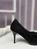 Туфлі жіночі чорні на підборах класичні замшеві, фото 9