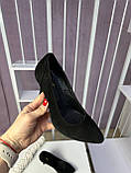 Туфлі жіночі чорні на підборах класичні замшеві, фото 10