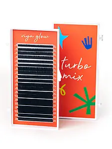 Вії Viya Glow turbo mix для нарощування B, C, CC, M 0,07, 20 ліній