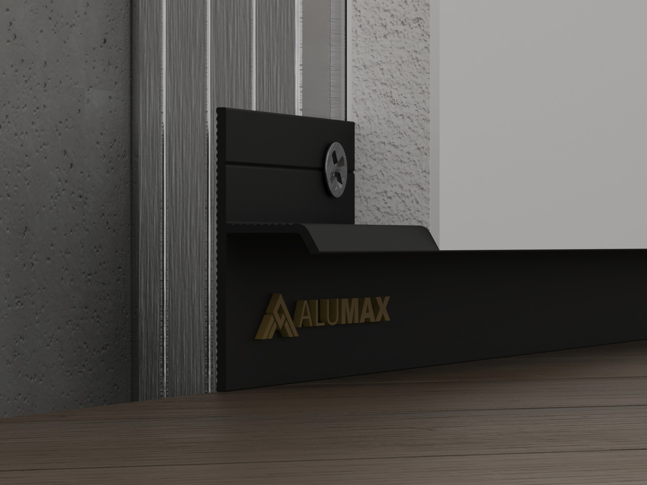 Алюмінієвий тіньовий плінтус прихованого монтажу 20 мм для гіпсокартона Чорний, фото 1