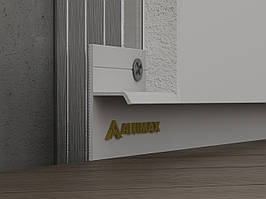 Алюмінієвий тіньовий плінтус прихованого монтажу 20 мм для гіпсокартона Білий