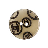 Ґудзик (гудзик) пришивний 32 мм колір бежевий принт сhanel