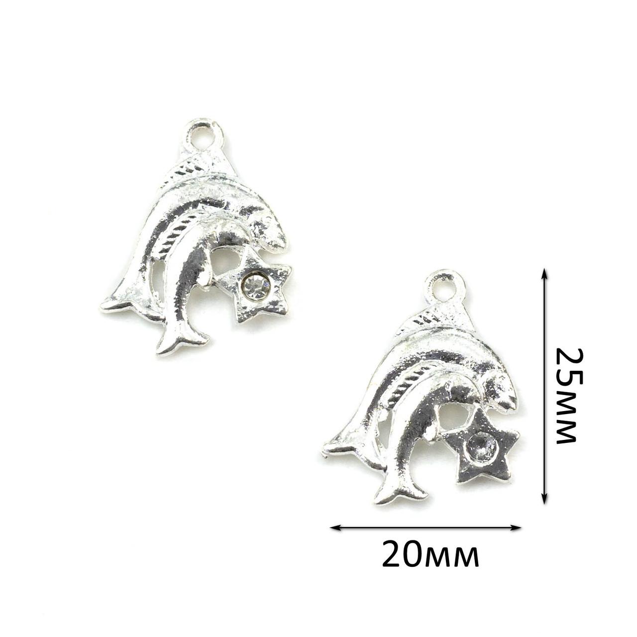 Підвіска Знак зодіаку "Риби" Срібло 1шт 25*20мм PDS055, фото 1