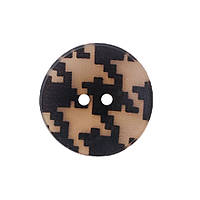 Ґудзик (гудзик) пришивний 30 мм № 48 колір бежевий з чорним принтом