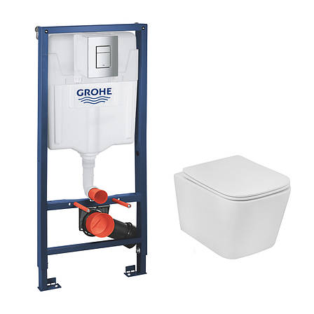 Комплект 4 в 1: Інсталяція Grohe Rapid SL 3 в 1 38772001 + Унітаз безобідковий Kroner Eifel WHI483429 TORNADO, фото 1