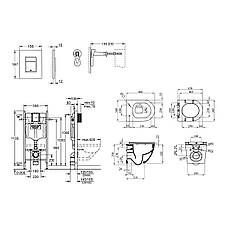 Комплект 4 в 1: Інсталяція GROHE Solido 3 в 1 3884966Q + Унітаз безобідковий Kroner Harz WHI483632 TORNADO з, фото 3