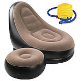 Надувний диван-крісло з пуфиком для ніг 116х98х83 см Air Sofa AS21V-Beige/Black, фото 9