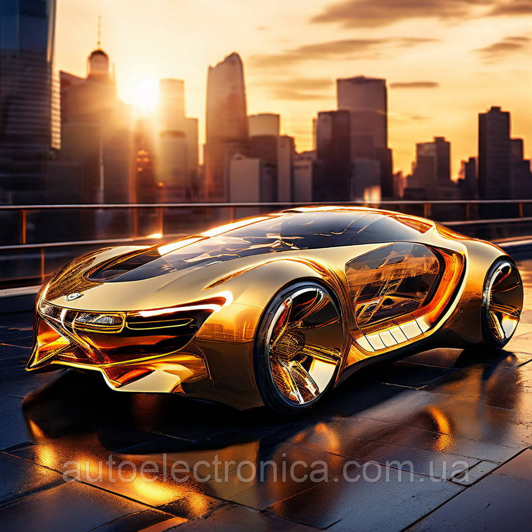 Картина на полотні "Golden Futuristic Car" | GFC.1.2