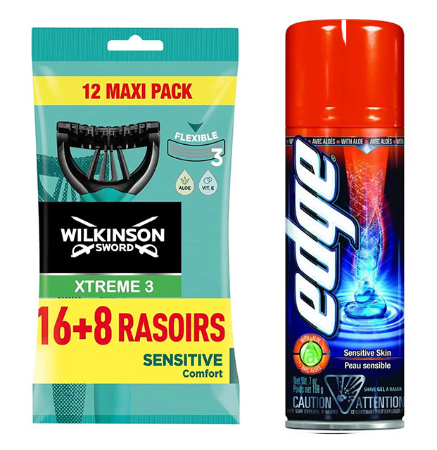 Одноразові станки Wilkinson Sword Xtreme 3 Sensitive (24 шт) + Гель для гоління Wilkinson EDGE