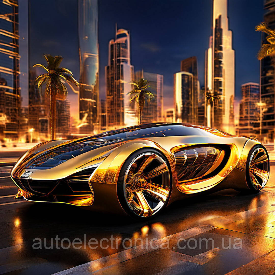 Картина на полотні "Golden Futuristic Car" | GFC.1.3