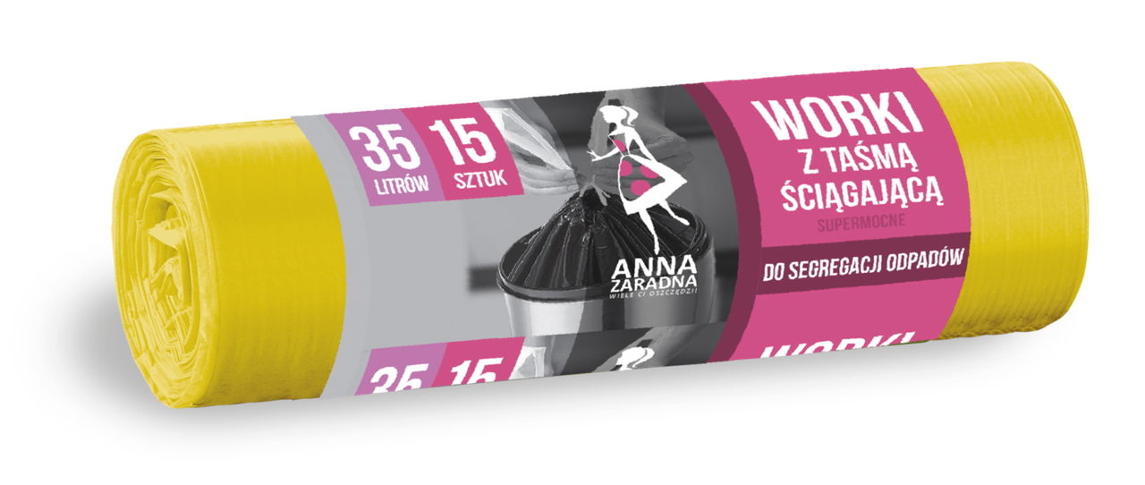 Пакети для сміття Anna Zaradna 35л із зав'язками (15 штук)